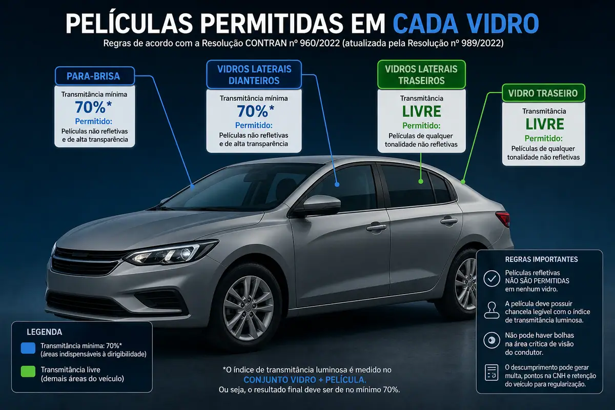 Película no para-brisa: o que a lei permite